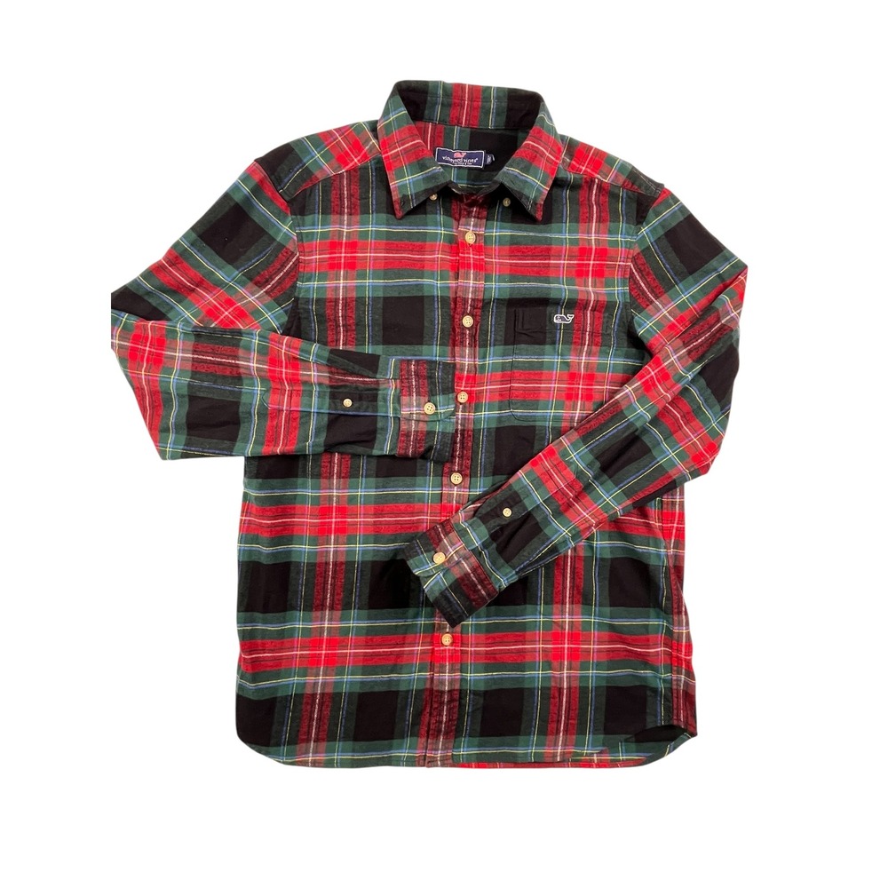 Vineyard Vines Plaid Flannel Shirt Men's Long Sleeve Button Down Cotton Blend